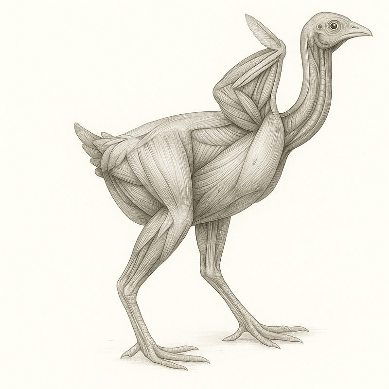 รูปภาพที่แสดงส่วนประกอบของกล้ามเนื้อมัดต่างๆในร่างกายของไก่ชน