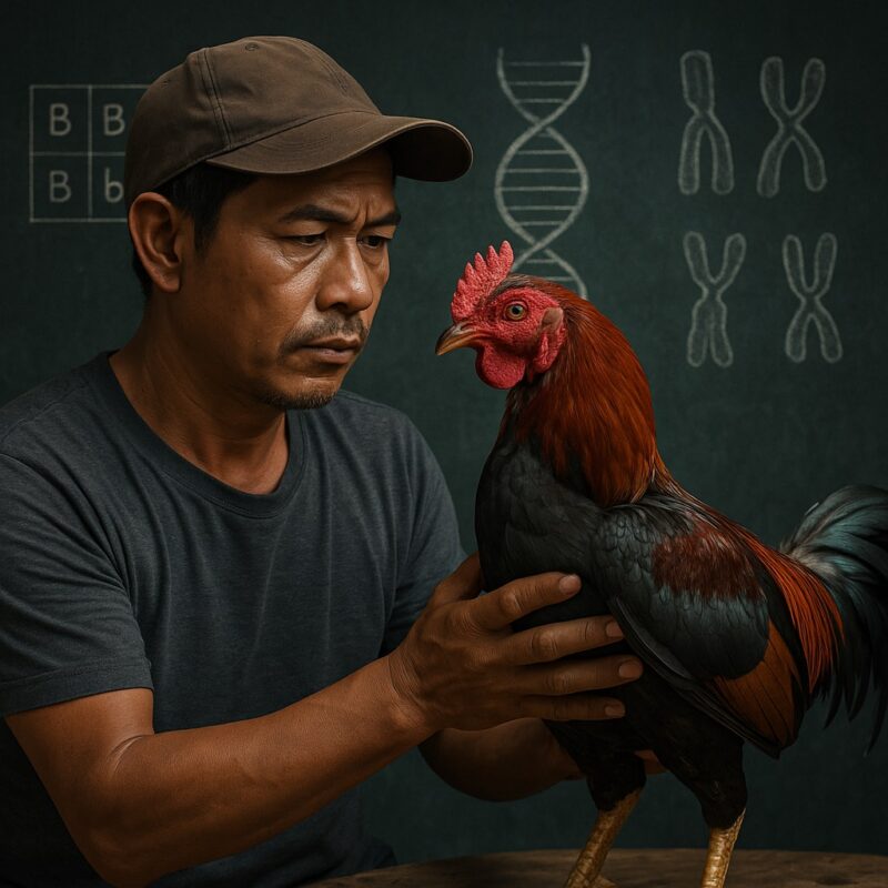 เจ้าของไก่กำลังตรวจสอบพันธุกรรมไก่ชนและยีนไก่ชน