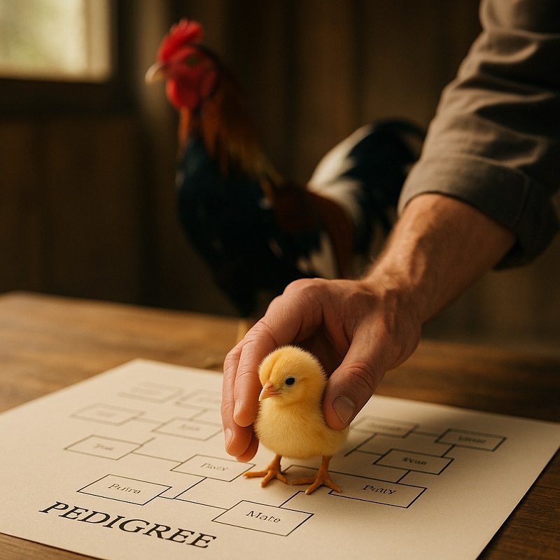 เจ้าของไก่กำลังนำลูกไก่ชนมาทำการจดบันทึกทำประวัติสายพันธุ์