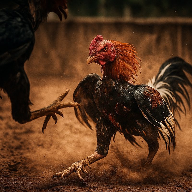 ไก่ชนกำลังต่อสู้กันอย่างดุเดือด