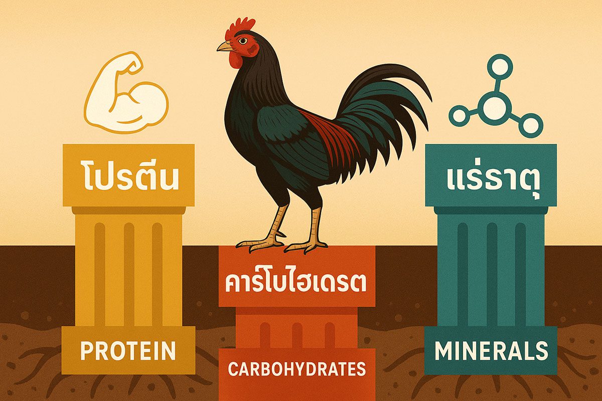 ภาพกราฟิกแบ่ง 3 ส่วน – โปรตีน / คาร์โบไฮเดรต / แร่ธาตุ