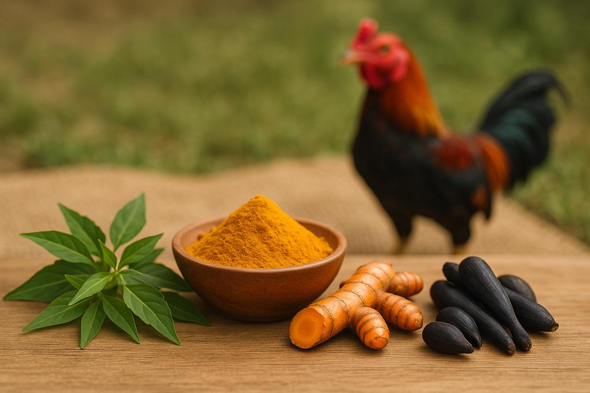 จัดวางสมุนไพร 3 ชนิดที่เป็นพระเอกของเรื่อง คือ ฟ้าทะลายโจร, ขมิ้นชัน, และกระชายดำ วางเรียงกันอย่างสวยงาม