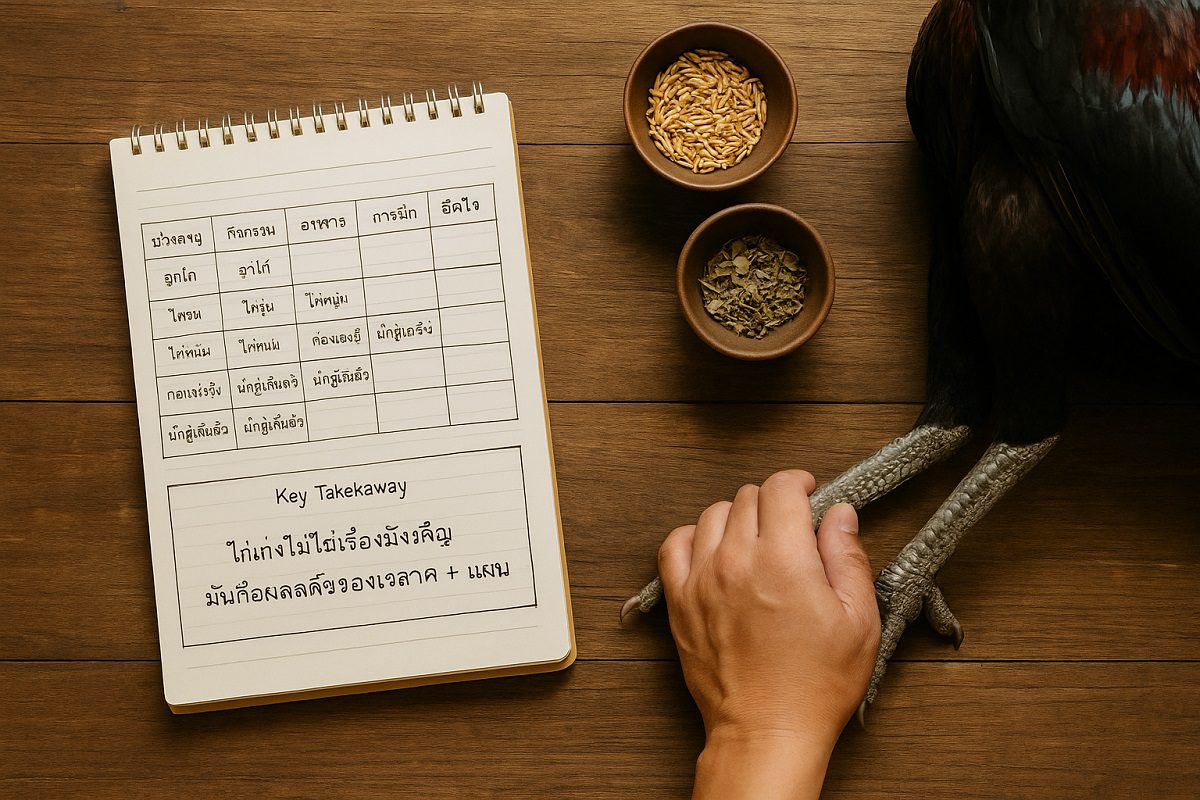 ตารางคู่มือการเลี้ยงไก่ชนแต่ละช่วงเวลา