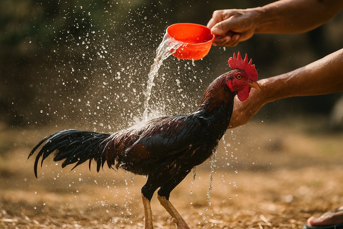 ฝึกอาบน้ำให้ไก่ชน