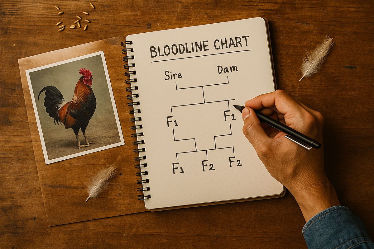 มือที่จรดปากกา-วางผังไก่ชนบนโต๊ะ