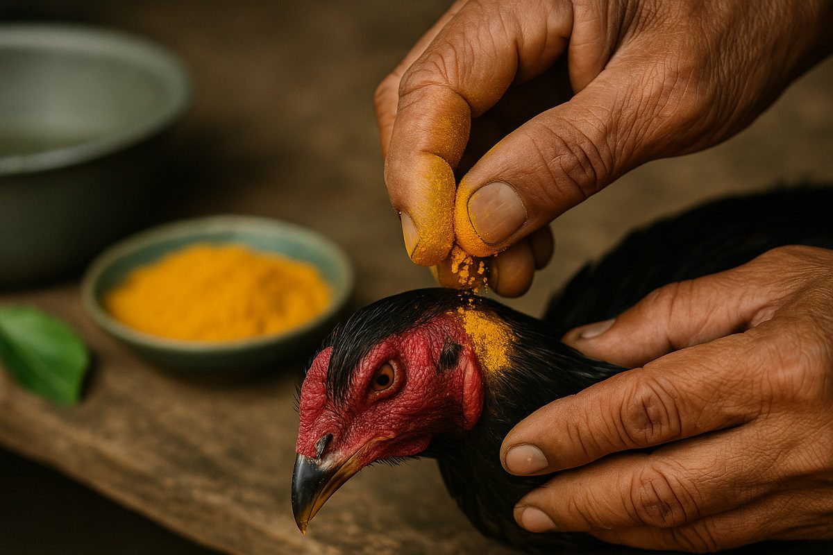 เจ้าของไก่ชนรักษาแผลไก่ชนด้วยขมิ้น