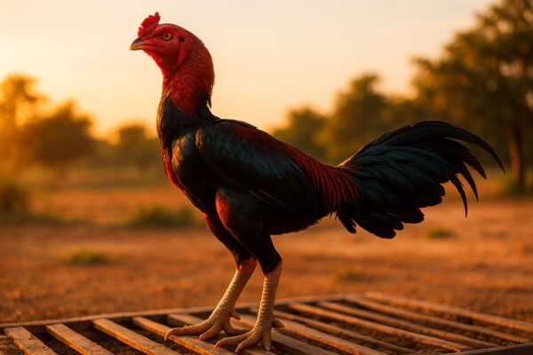 ไก่นักกล้ามยืนเท่ในแสงเช้า