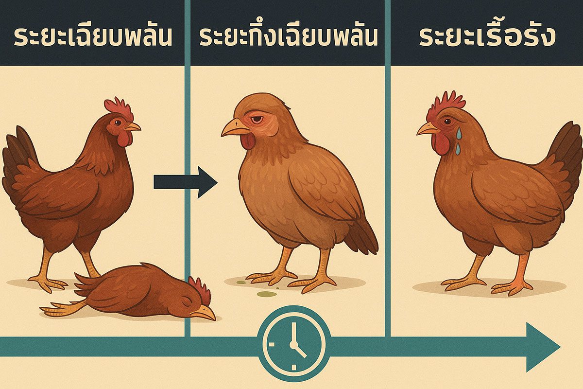ภาพอาการ3ระยะของโรคอหิวาต์ไก่ชน