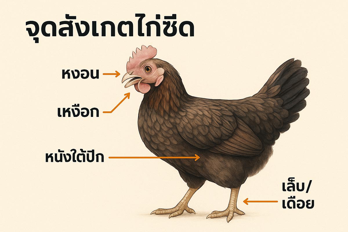 จุดสังเกตไก่ซีด