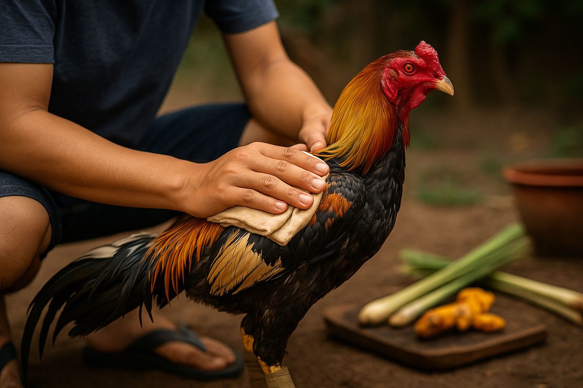 ภาพการเช็ดตัวนวดไก่หลังลงนวม