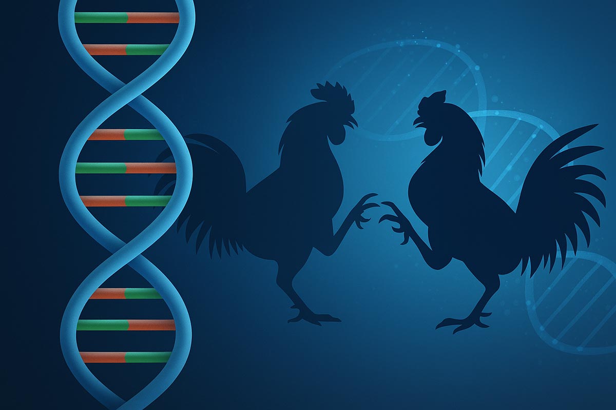 ภาพโมเลกุล-DNA-ซ้อนทับกับเงาของไก่ชน