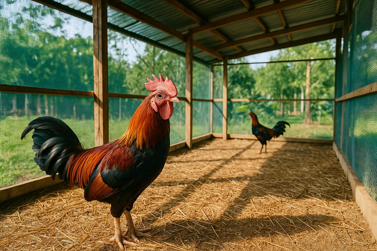 ภาพไก่ในเล้าที่สะอาด