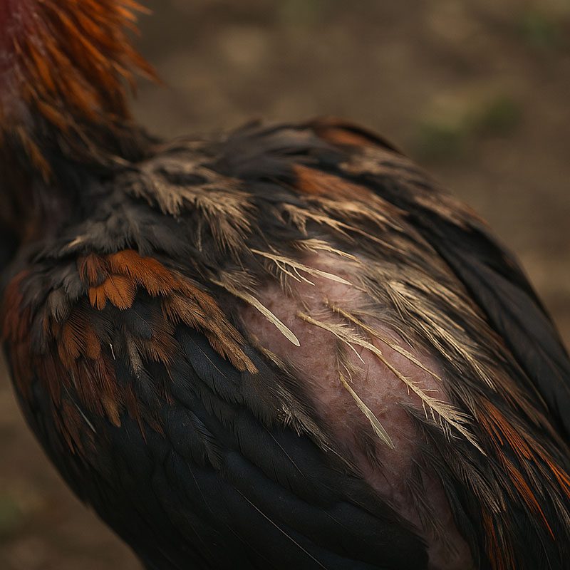 ปลายขนแตกกรอบ, ขนร่วงเป็นหย่อมเล็กๆ, หรือขนที่ขึ้นใหม่แต่ไม่สมบูรณ์