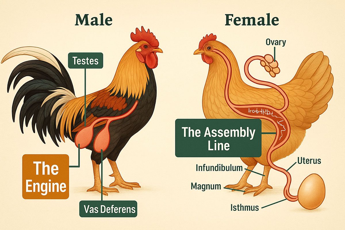 อินโฟกราฟิกฮอร์โมนไก่ชน แสดง Testosterone/Estrogen/LH/FSH กับแรงกดของความเครียด