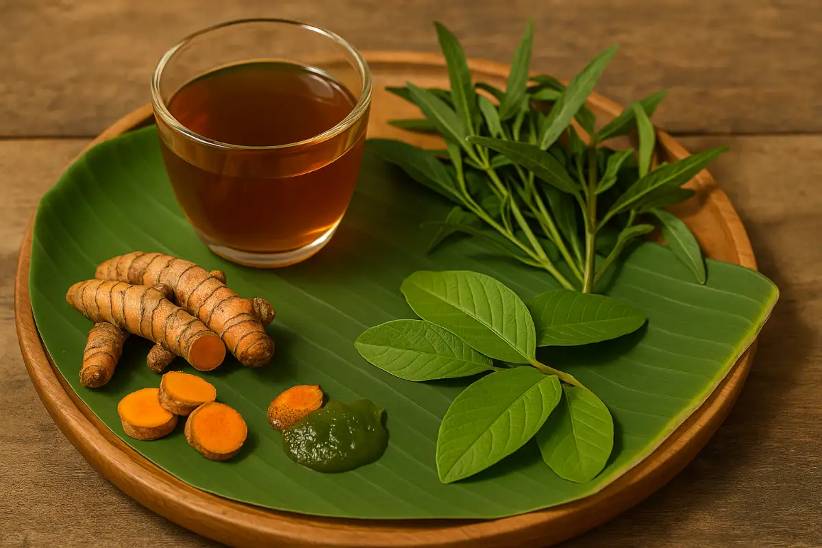 ขมิ้นชัน ฟ้าทะลายโจร และใบฝรั่ง สมุนไพรพื้นบ้านสำหรับดูแลไก่ชนที่มีอาการลำไส้อักเสบ