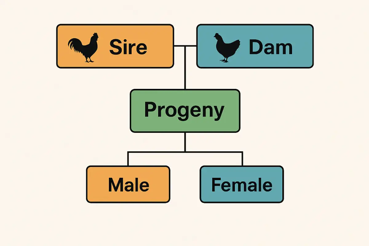 ผังสายพันธุ์ไก่ชน 3 รุ่น แสดงความสัมพันธ์ทางสายเลือด