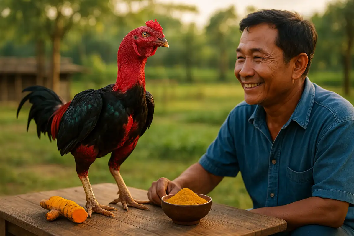 ขมิ้นชันและไก่ชน สมุนไพรคู่ใจของคนเลี้ยงไก่ชนเพื่อเสริมสุขภาพและภูมิคุ้มกัน