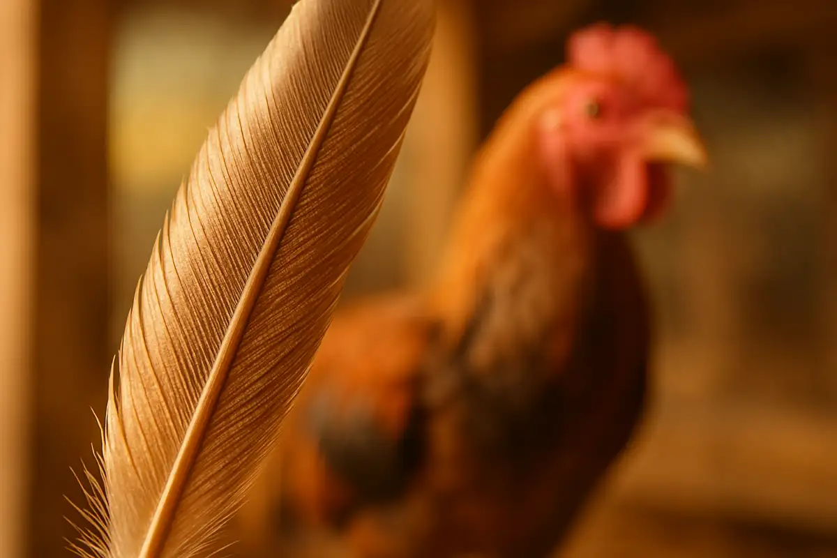 โครงสร้างเคอราตินของเส้นขนไก่ชนแบบซูมใกล้