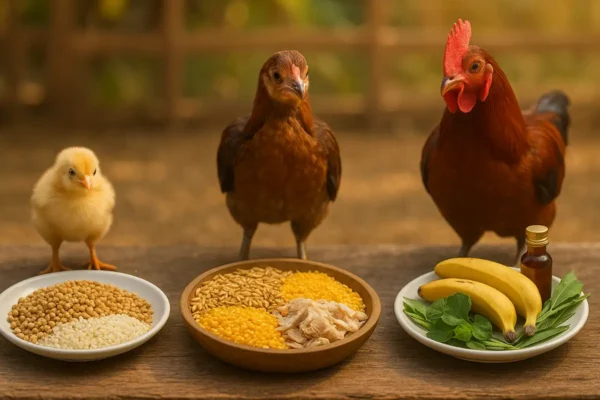 อาหารไก่ชน 3 ช่วงวัย ลูกไก่ ไก่รุ่น และไก่พร้อมชน จัดเรียงตามโภชนาการที่เหมาะสม