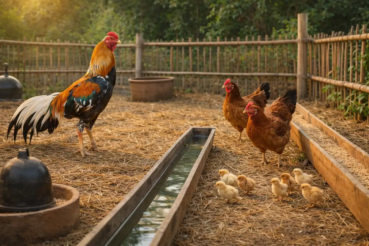 คอกผสมพันธุ์ไก่ชนที่สะอาดและเหมาะต่อการให้ไข่มีเชื้อ