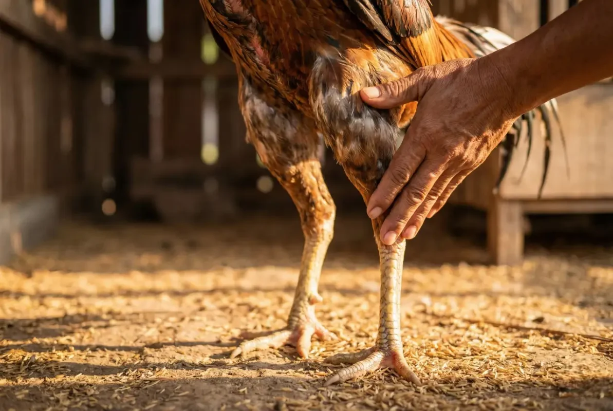 การนวดขาและน่องไก่ชนช่วยลดอาการล้าและป้องกันไก่ขาตายหลังซ้อมหนัก