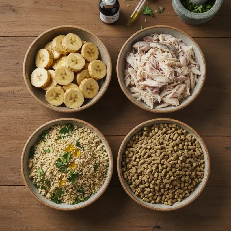 อาหารฟื้นฟูไก่ชน 7 วัน เช่น กล้วยสุก ปลายข้าวบด และเนื้อปลา