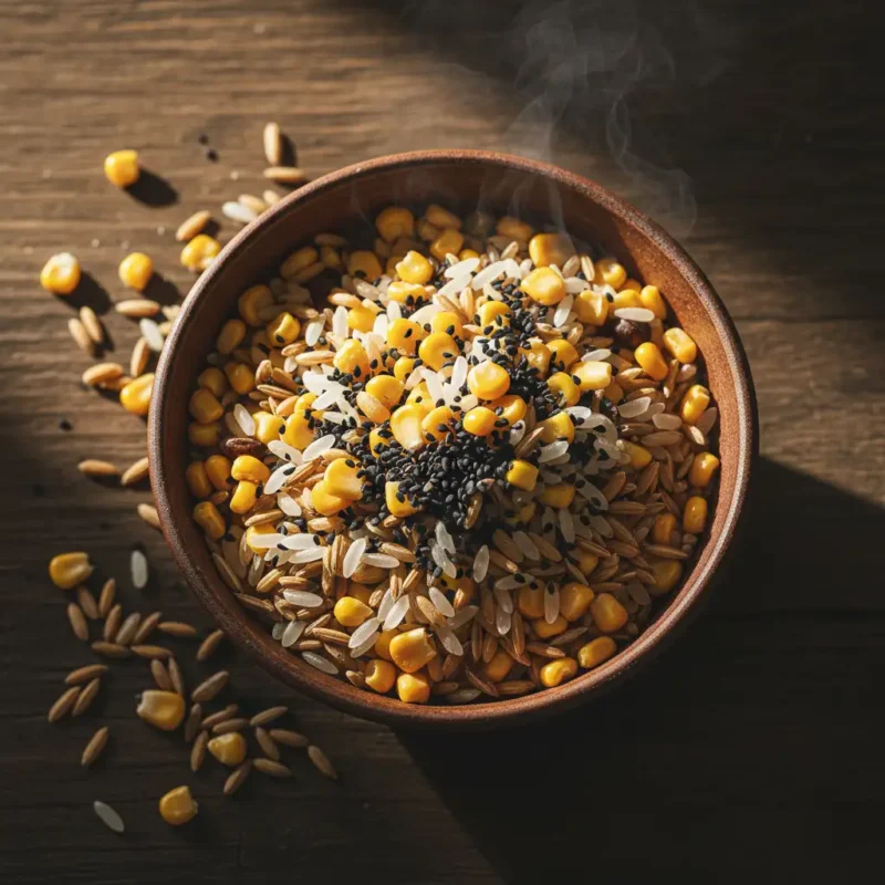 อาหารพลังงานสูงสำหรับไก่ชนหน้าหนาว เช่น ข้าวโพดบดและถั่ว