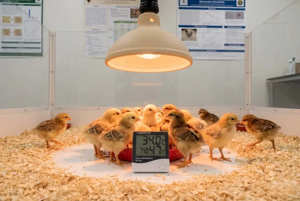 การกกลูกไก่ชนที่อุณหภูมิ 33–35 องศาเซลเซียส เพื่อสมดุลระบบเผาผลาญ