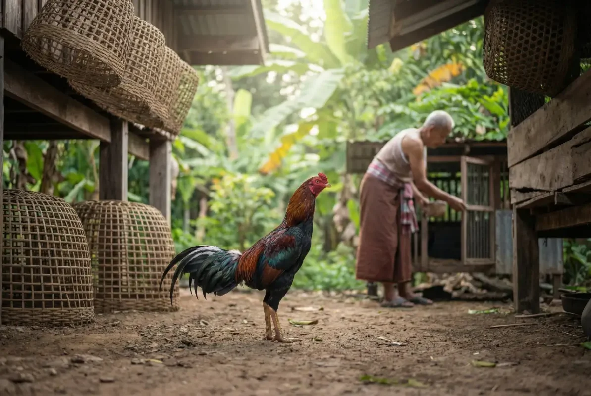 การกราดแดดไก่ชน คือการให้ไก่รับแดดอ่อนอย่างพอดี ไม่ใช่ตากแดดจัด