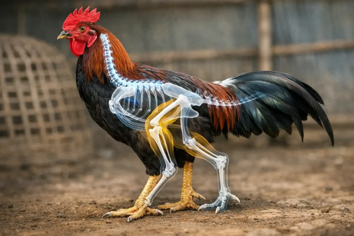 โครงสร้างร่างกายไก่ชนและการถ่ายแรงจากลำตัวสู่แข้งตามหลักชีวกลศาสตร์