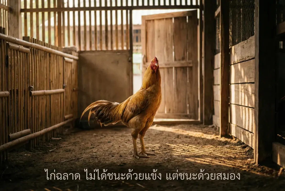 ไก่ไอคิวสูง แววตานิ่ง แสดงถึงความฉลาดและไหวพริบของไก่ชน