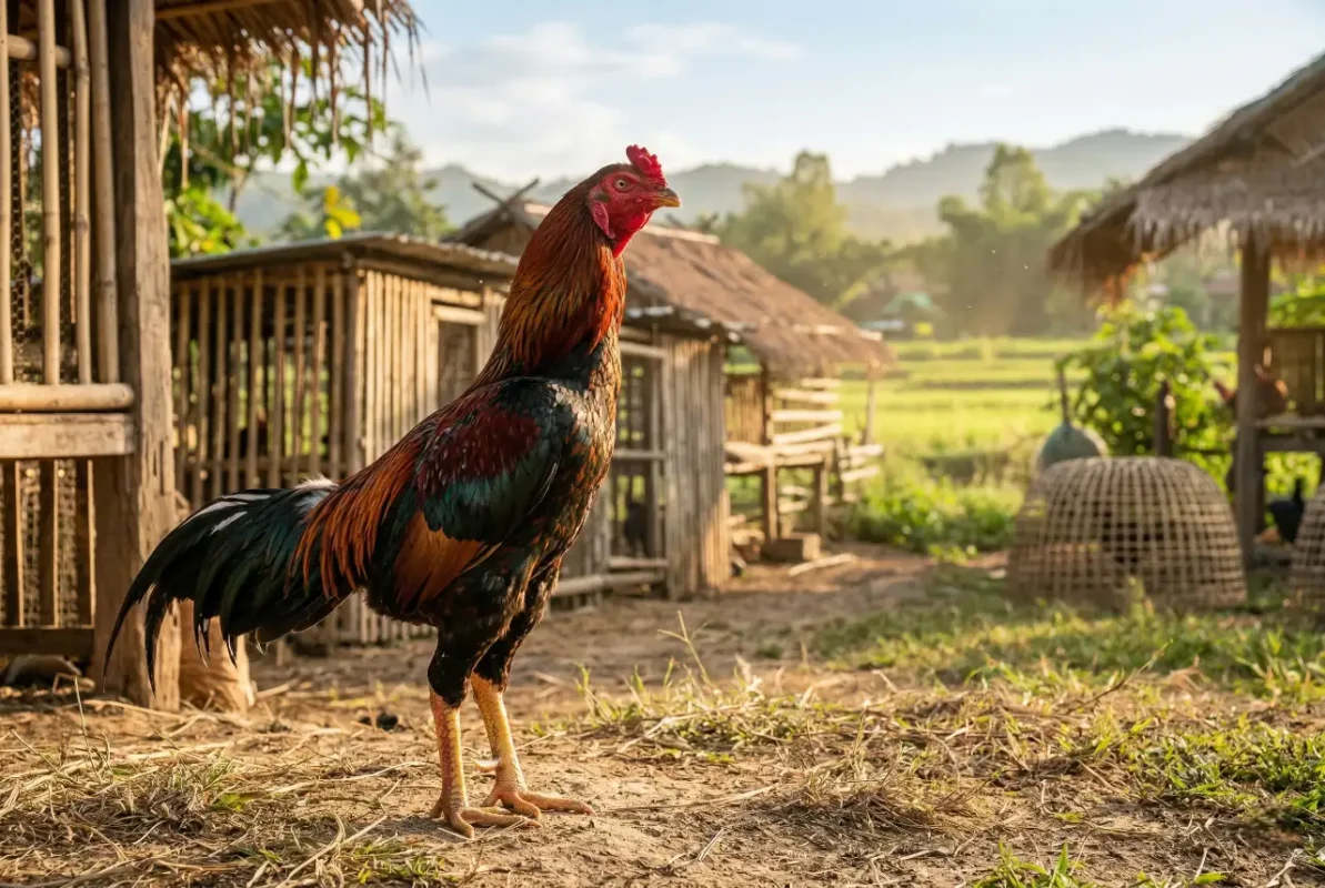พ่อพันธุ์ไก่ชนสุขภาพดีสำหรับการบำรุงน้ำเชื้อและเพิ่มอัตราการผสมติด