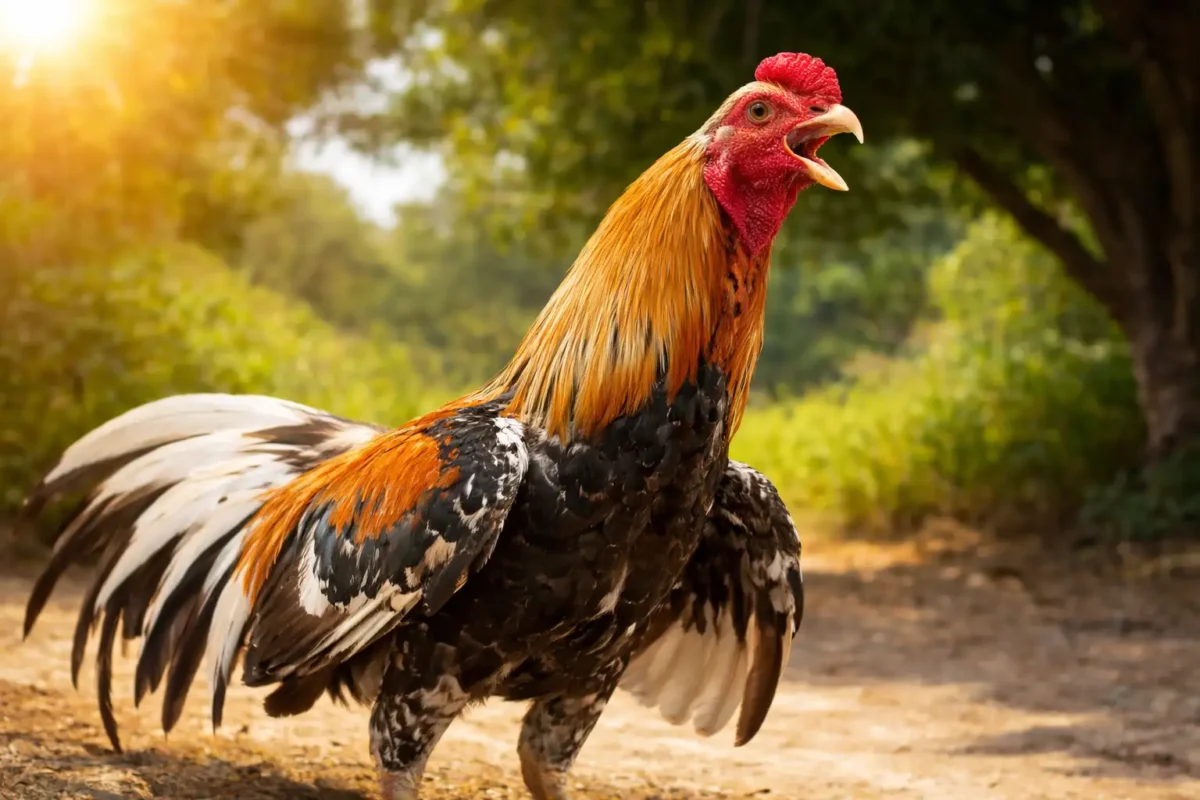 ไก่ชนอ้าปากหายใจถี่เป็นสัญญาณของความเครียดจากความร้อน