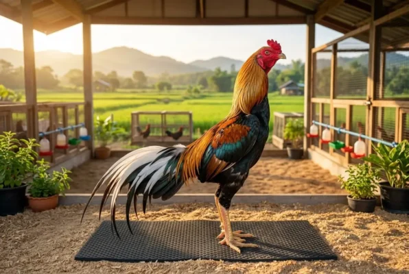 ไก่ชนสุขภาพดีในฟาร์มเลี้ยงไก่ชน