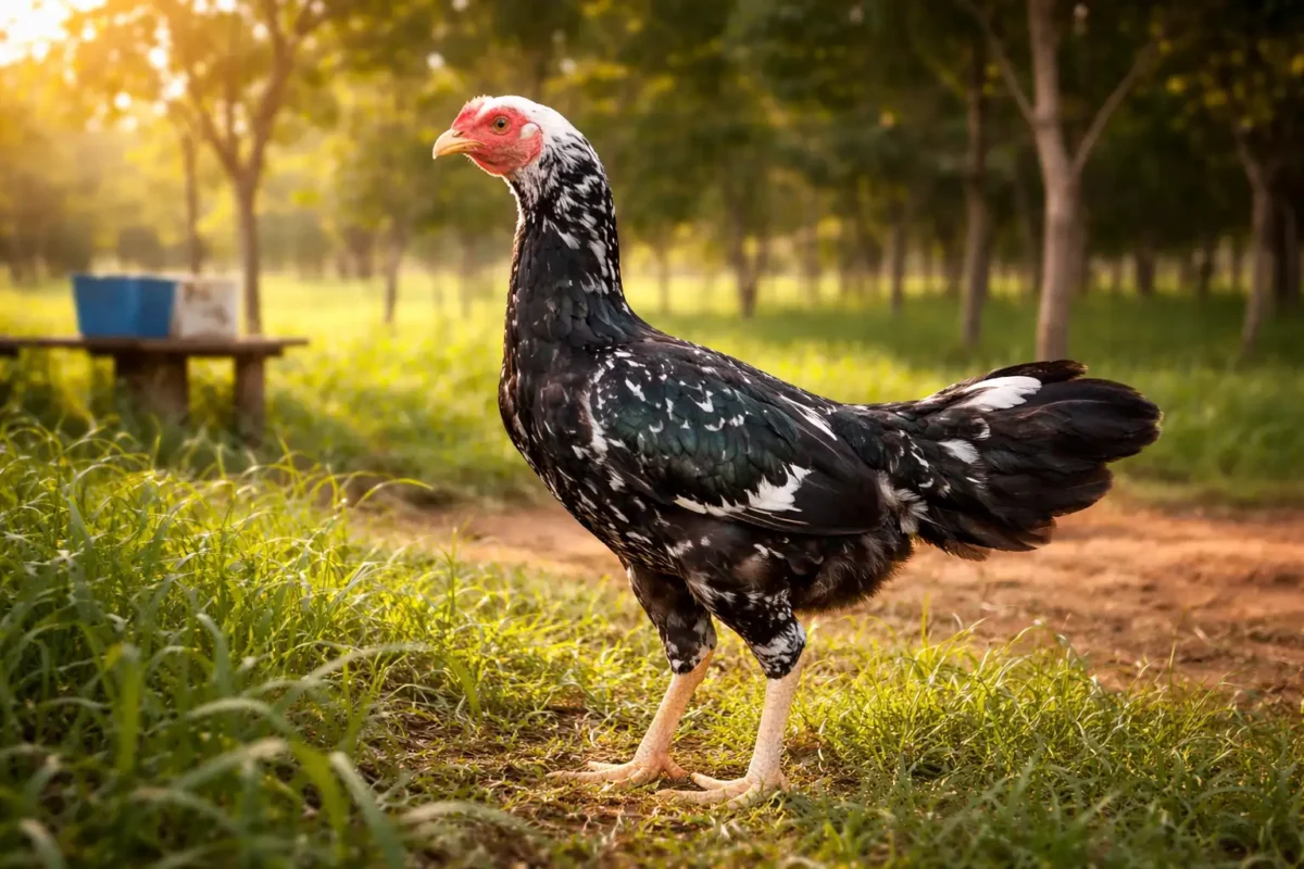 แม่ไก่ชนสุขภาพดีแสดงถึงการสะสมสารอาหารก่อนการสร้างไข่