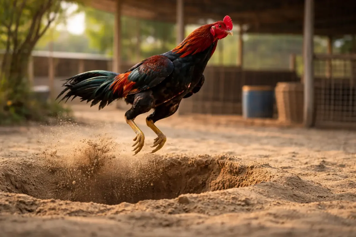 การฝึกกระโดดของไก่ชนเพื่อเพิ่มแรงระเบิด