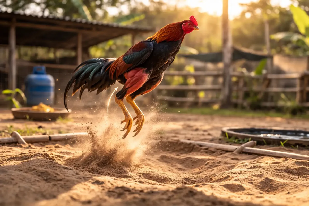 การฝึกกระโดดของไก่ชนเพื่อเพิ่มแรงระเบิด