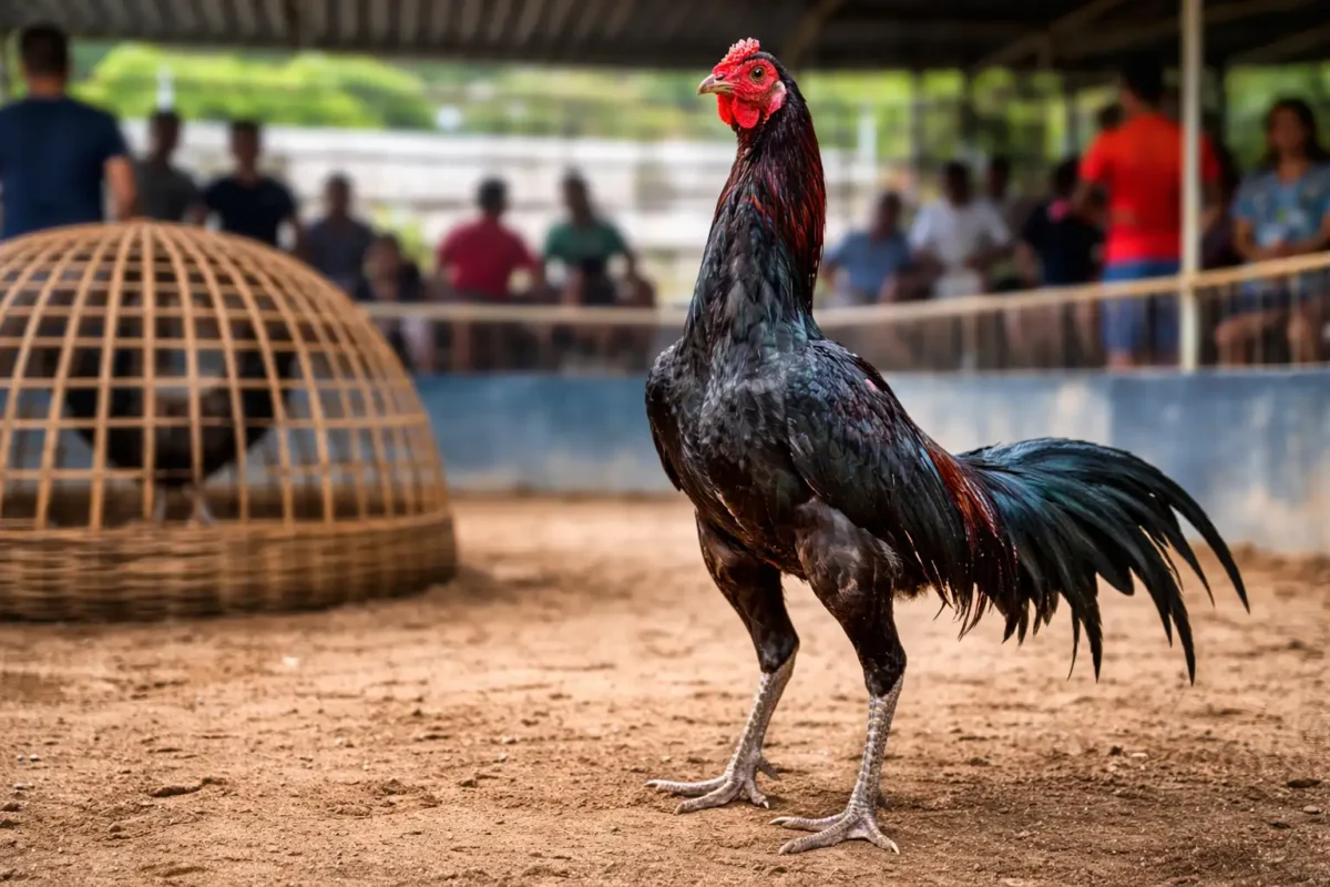 ไก่ชนแสดงอาการตื่นตัวก่อนเริ่มชน