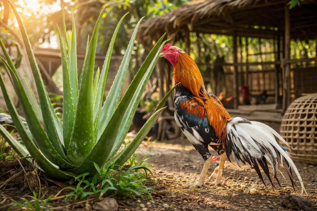 ว่านหางจระเข้ปลูกข้างสุ่มไก่ชน สมุนไพรพื้นบ้านที่ใช้ดูแลไก่ชน