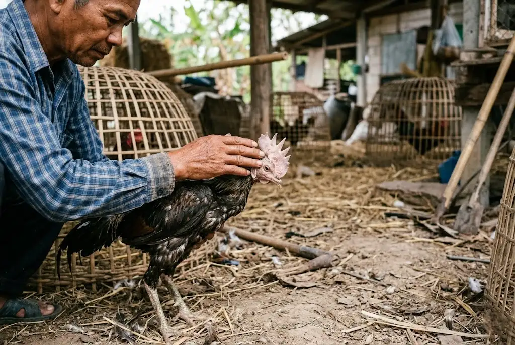 การตรวจสีหงอนไก่ชนเพื่อประเมินภาวะเลือดจางและสุขภาพไก่ชนเบื้องต้น