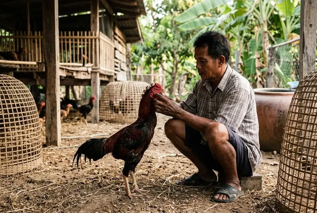 การสังเกตสุขภาพไก่ชนหลังให้สมุนไพรผสมอาหาร