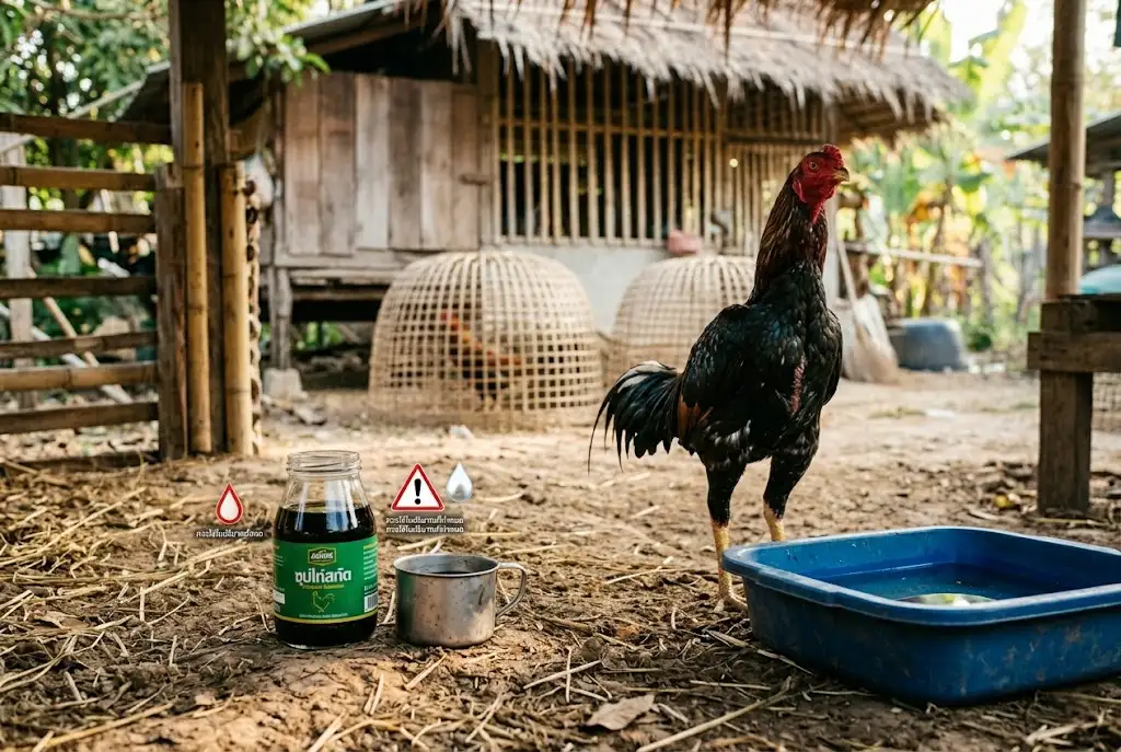 ข้อควรระวังในการให้ซุปไก่สกัดกับไก่ชนมากเกินไปอาจกระทบไตและสมดุลน้ำ