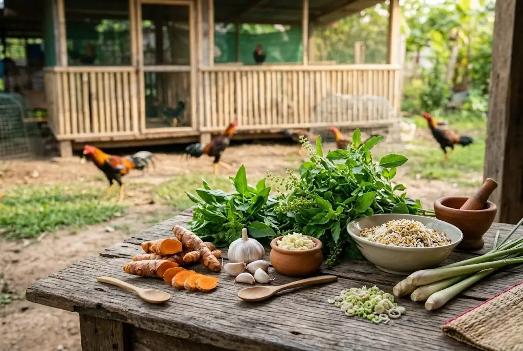 สมุนไพรพื้นฐานสำหรับผสมอาหารไก่ชนประจำวัน