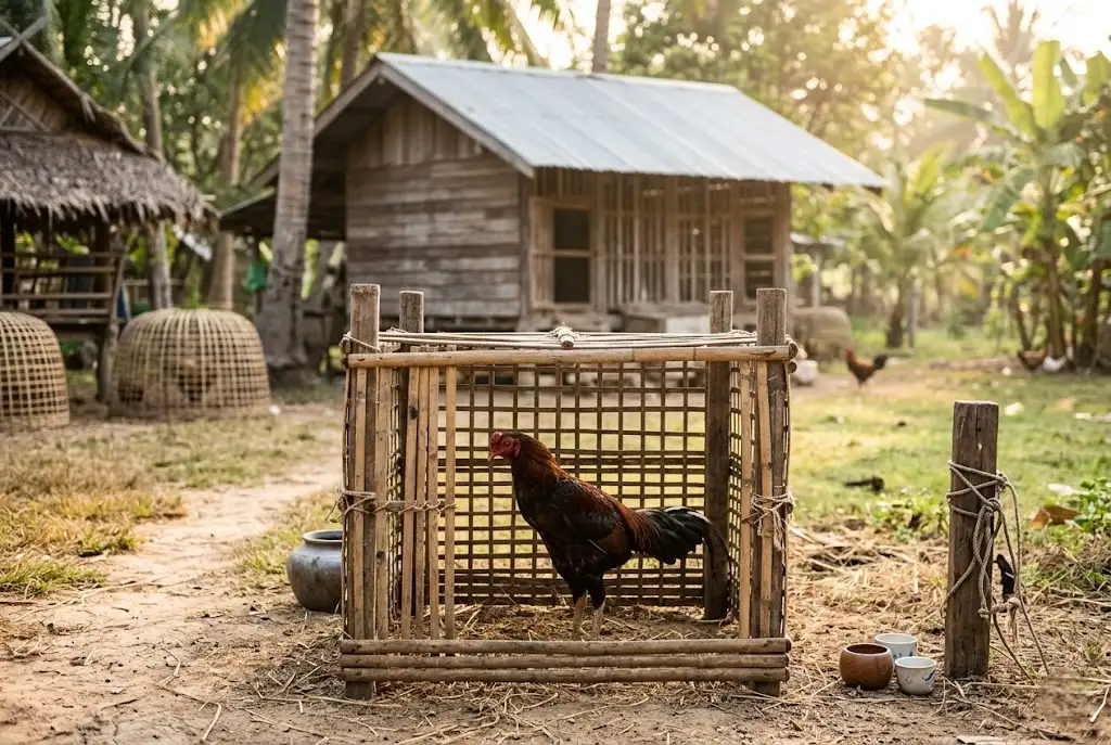 ไก่ชนพักฟื้นหลังชนจากอาการช้ำในและอ่อนล้า