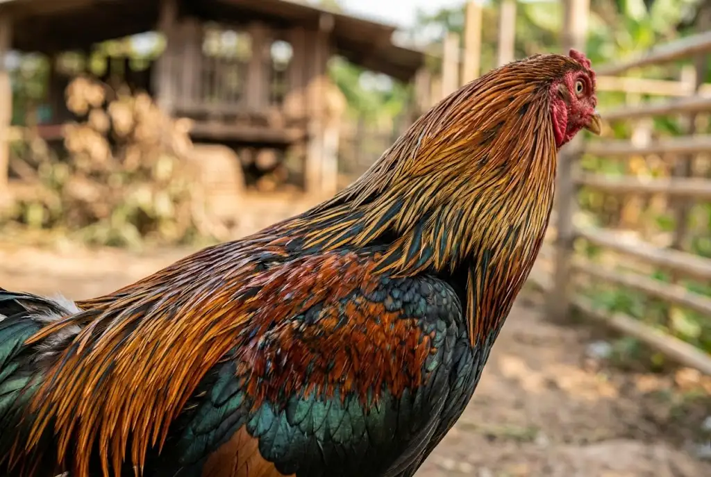 ขนไก่ชนเงางามจากการได้รับสังกะสีและวิตามินอย่างเพียงพอ