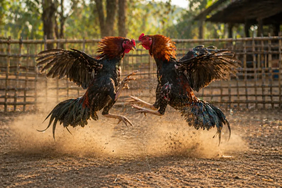 การซ้อมปล้ำไก่ชนเพื่อเพิ่มแรงปะทะในช่วงทำเนื้อทำตัวสัปดาห์ที่สอง