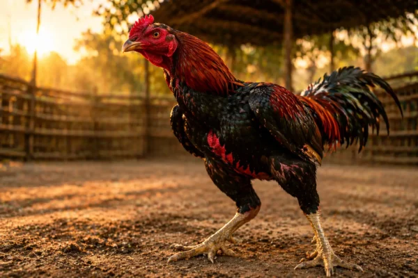 ไก่ชนที่มีสุขภาพแข็งแรงจากการได้รับวิตามินและแร่ธาตุครบถ้วน