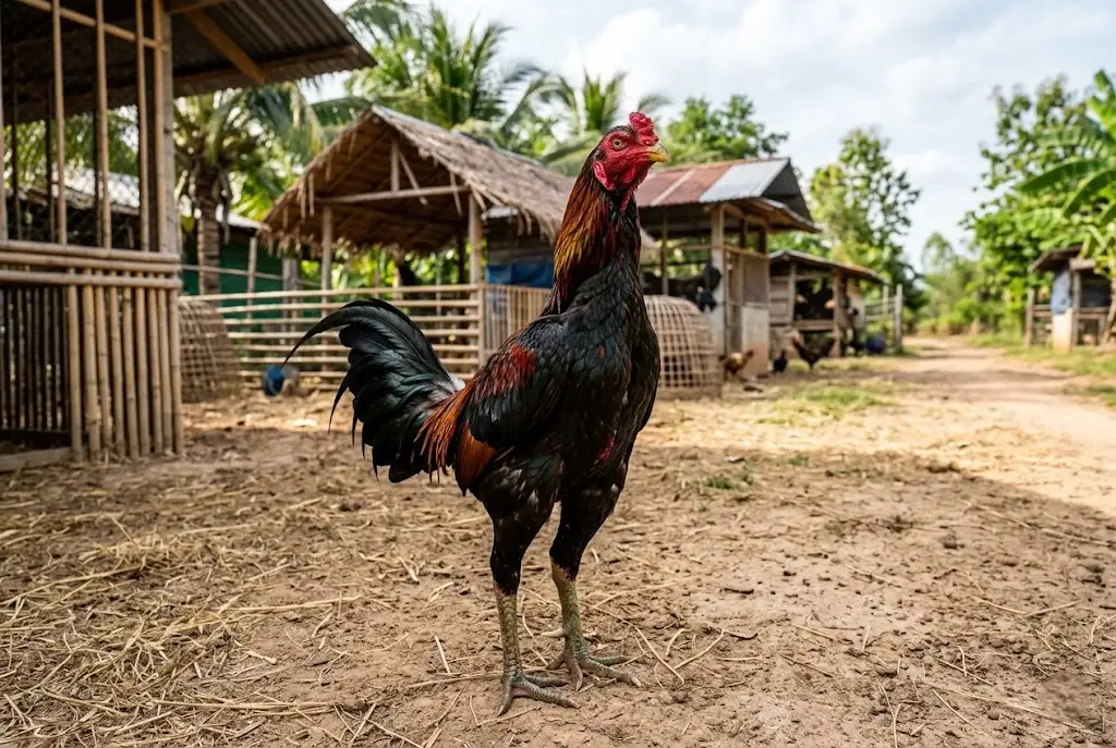 ไก่ชนแข็งแรงหลังฟื้นตัวด้วยสมุนไพรใบบัวบก