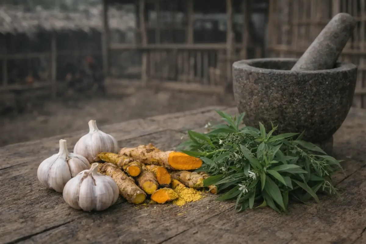 สมุนไพรพื้นบ้านที่ใช้ช่วยประคองอาการไก่ชนติดโรคนิวคาสเซิล