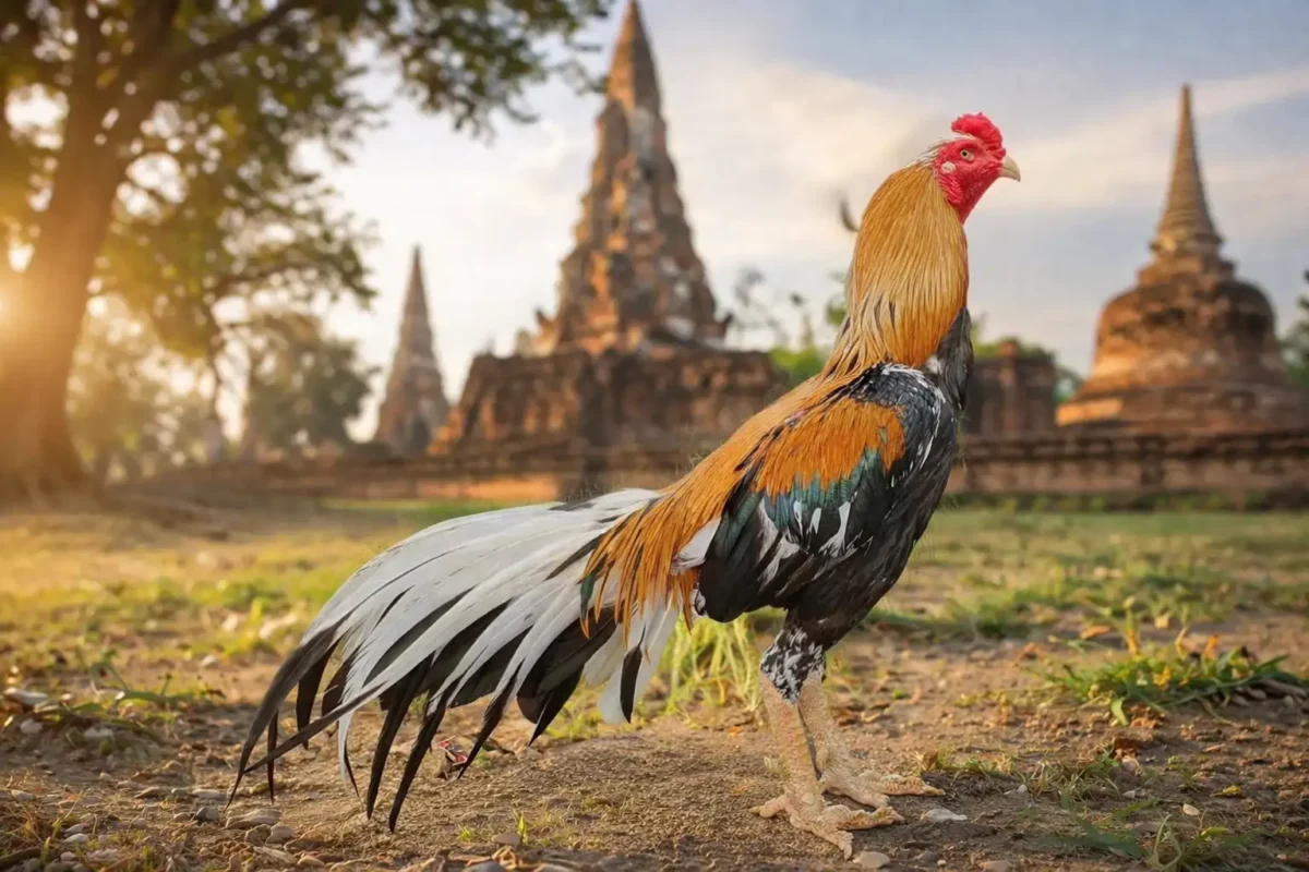 ไก่เหลืองหางขาวสายพันธุ์ไทยโบราณ หางกะรวยขาวคู่ตำนานพระนเรศวร